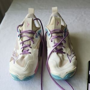 Women's White and Purple Athletic Shoes